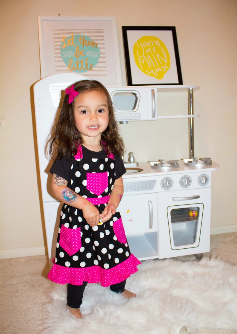 Kids Apron Polka Dot Apron Children/'s Apron Toddler Apron Little Girls Apron Girl Apron Cooking Apron Baking Apron Retro Style Apron
