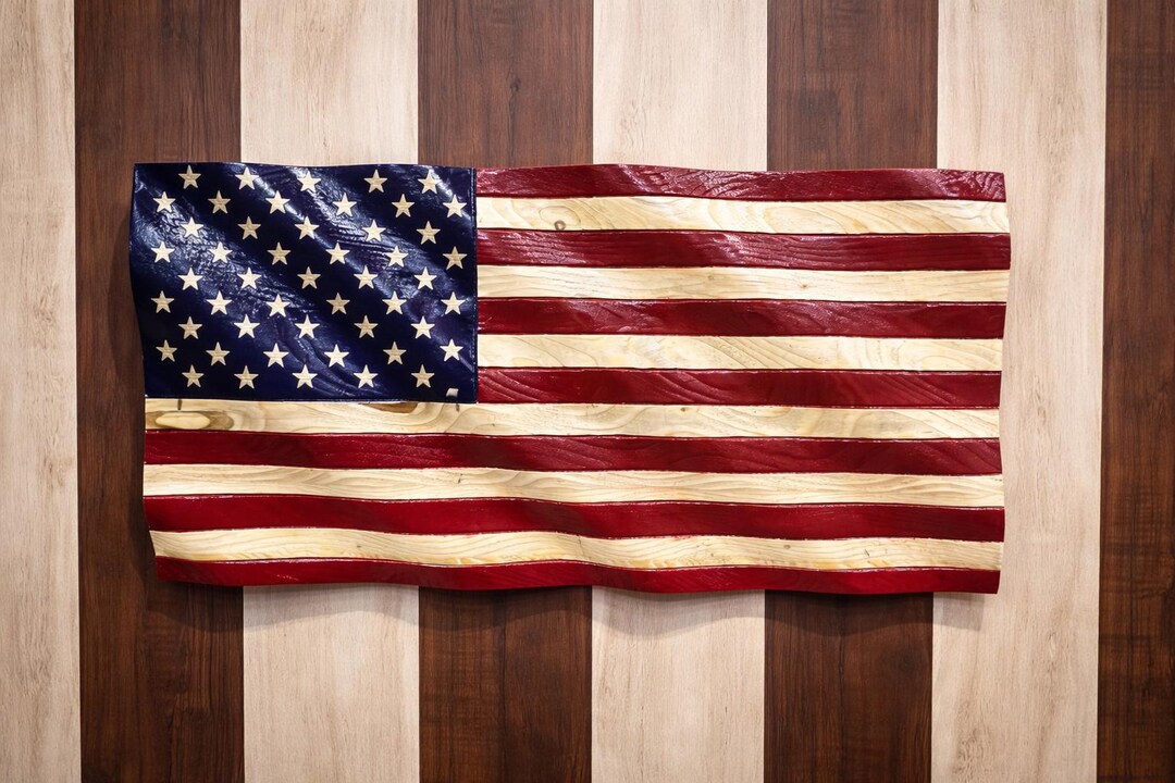 Rustic Wooden American Flag Wall Decor Handmade Patriotic Wood Art USA ...