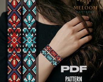 Ethnic Loom Bead Bracelet Pattern | Miyuki Delica Seed Bead Native Design (PDF Digital Download)