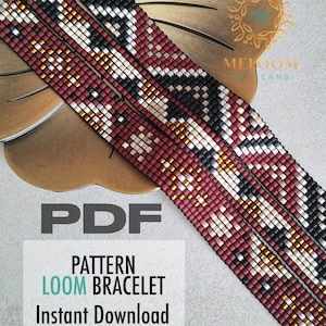 Patrón para telar de cuentas Bordo, triángulos para tejer pulseras Miyuki Delica (descarga digital en PDF)