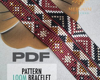 Bordo Seed Bead Loom Pattern, Miyuki Delica Bracelet Weaving Triangles (Digital PDF Download)
