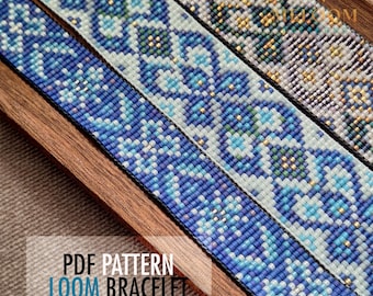 Blue Butterfly Loom Bracelet Pattern, Miyuki Delica Seed Bead Wings Design (PDF Digital Download)