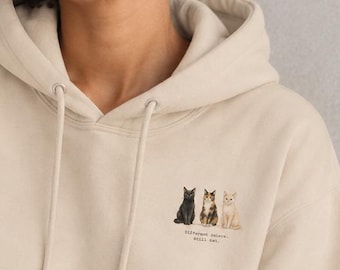 Anti Racism Hoodie – Different Colors Still Cat – Equality Hoodie – Diversity Sweatshirt – Cat Lover Hoodie – Statement Pullover Unisex