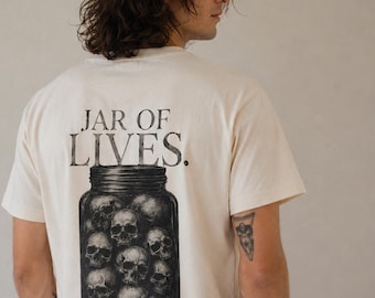 Halloween Skull Shirt | Jar of Lives T-Shirt | Skull Backprint Tee | Dark Aesthetic Shirt | Gothic Graphic Tee | Alternative shirt