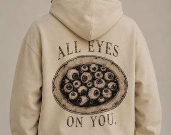 Halloween Hoodie All Eyes On You | Gothic Eyeball Hoodie | Creepy Alternative Streetwear | Vintage graphic backprint