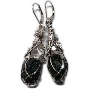 Genuine Moldavite Crystal with  Herkimer Diamond Earrings Czech Republic Tektite Healing Stone, VERY high vibration Jewelry E61