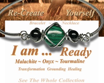 Malachite | Malachite Necklace | Malachite Bracelet | Black Tourmaline Bracelet | Black Onyx Necklace | Protection Bracelet | I am Ready M62