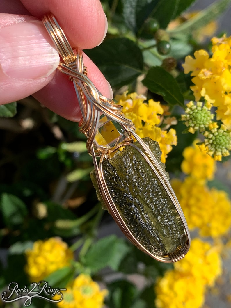 Genuine Moldavite Crystal with Large Herkimer Diamond Necklace Pendant Czech Republic Tektite Healing Stone, VERY high vibration Jewelry G61 image 7