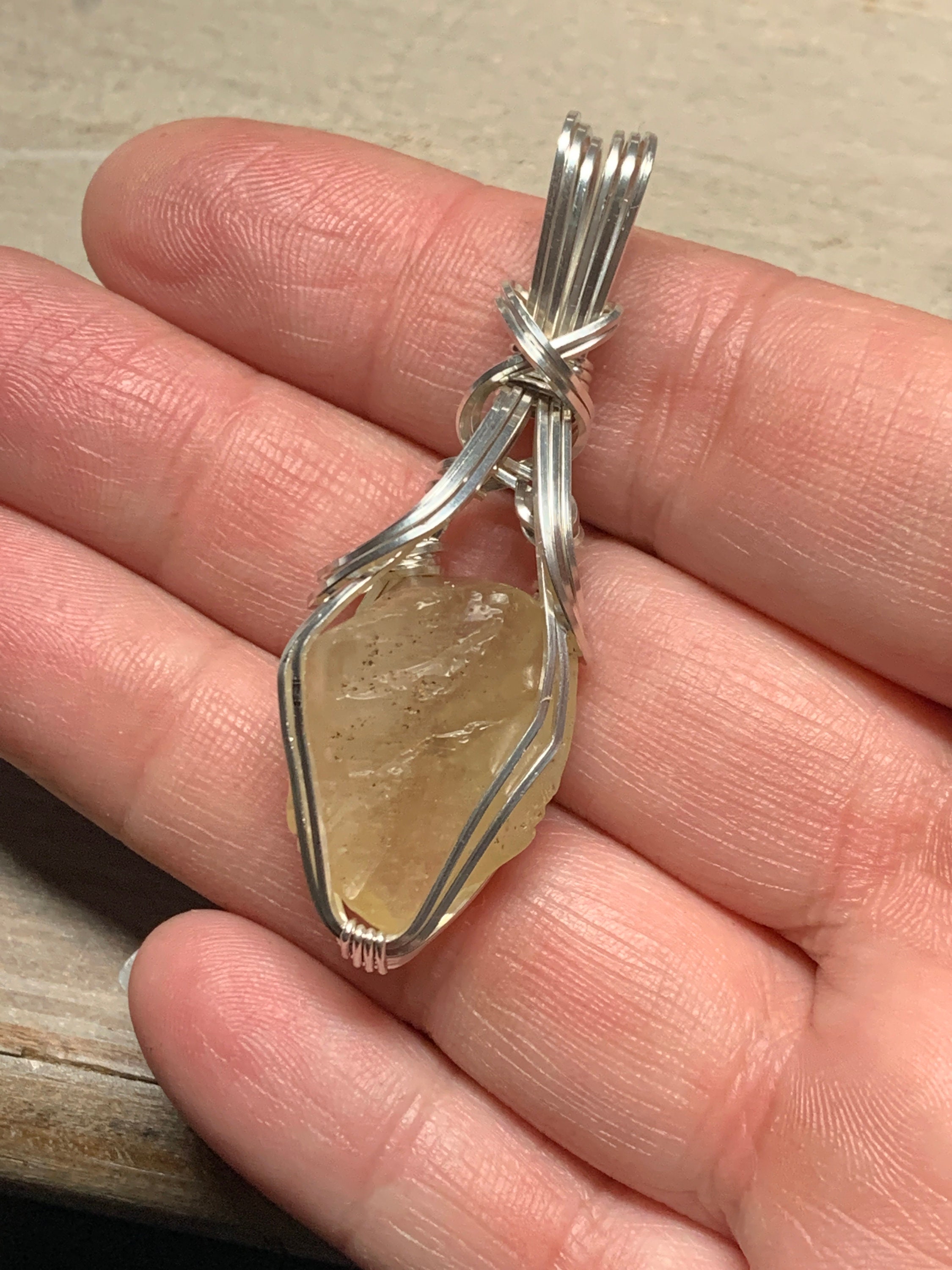Genuine Libyan Desert Glass Necklace Pendant Sterling Silver Filled Ancient Fragment Eastern Libya Slg5