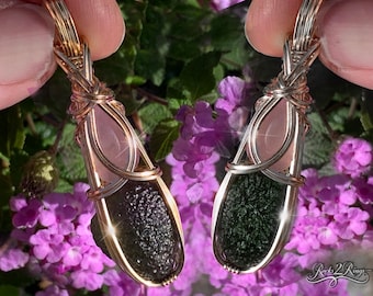 Genuine Moldavite Crystal with Rose Quartz Love Necklace Pendant Czech Republic Tektite Healing Stone, high vibration Jewelry MR2G