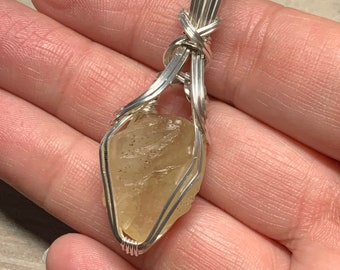 Genuine Libyan Desert Glass Necklace Pendant Sterling Silver Ancient Fragment Eastern Libya SLg5