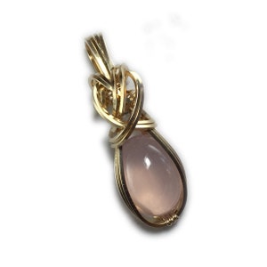 Rose Quartz Crystal Necklace Pendant - 14K Gold Filled, AAA Soft Pink with Black Leather Necklace, Elegant Gift Box, Jewelry  3R