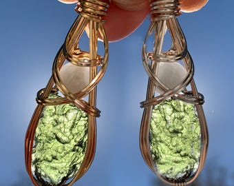 Moldavite Selenite Pendant in Sterling Silver or Gold Filled – Crystal Pendant, Spiritual Jewelry, Energy Necklace G55