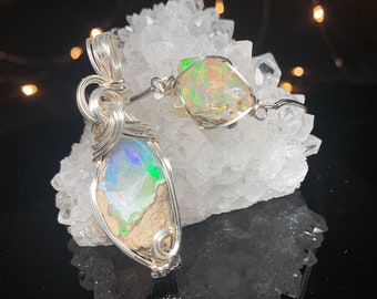 Ethiopian Opal Pendant: Raw Opal, October Birthstone Jewelry