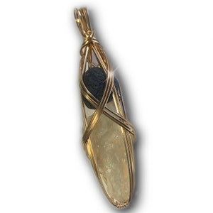 Rare Saffordite and Genuine Libyan Desert Glass Tektite Crystal Necklace Pendant Healing Stones Jewelry L88 ZP
