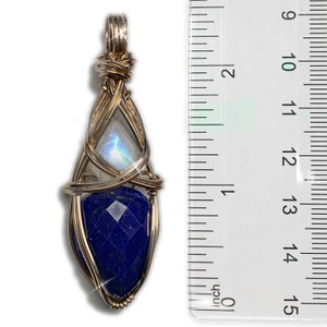 Lapis Lazuli and Moonstone Rainbow Blue Pendant Necklace Confidence love and Wellness Vibrations Jewelry LMG2 image 9