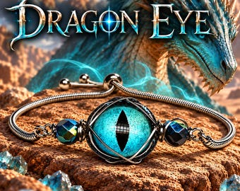 Dragon Bracelet, Protection Bracelet, Dragon Eye Fantasy Jewelry, Adjustable Stainless Steel Bracelet