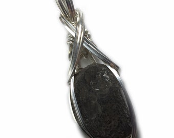 Saffordite Cintamani Pendant Genuine Crystal Necklace  - Sterling Silver - Very Rare Warm Tektite Healing Stones Jewelry B12