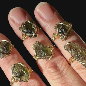 Moldavite Ring | Moldavite Crystal Rings Jewelry | Gold Moldavite Ring |  Healing Crystals | Manifestation R66