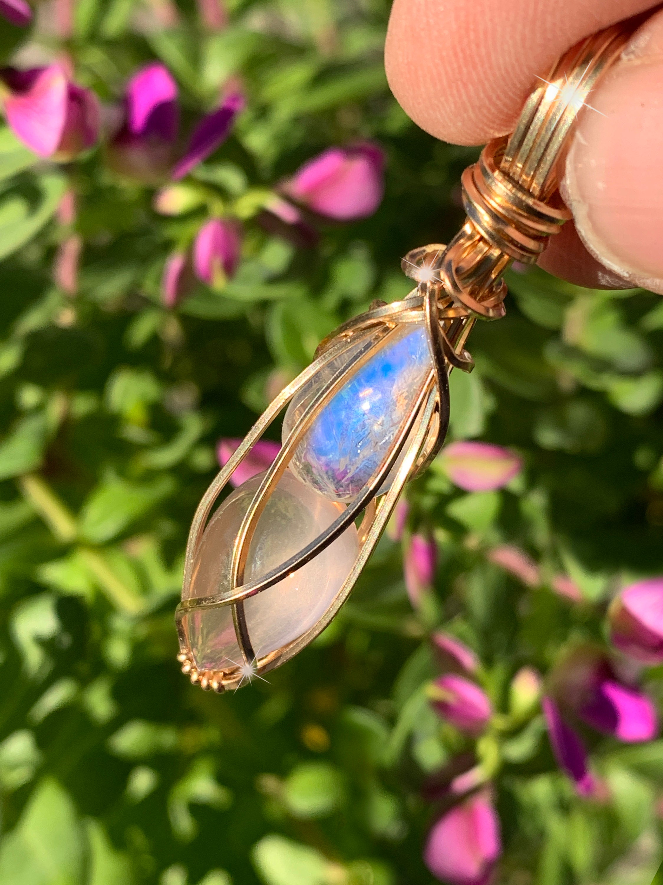 Rose quartz clearance and moonstone necklace