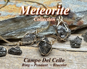 Meteorite Ring Statement Ring And Raw Meteorite Engagement Ring Campo Del Cielo Adjustable 925 Sterling Silver Ring