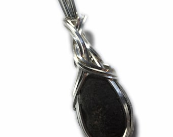 Saffordite Cintamani Pendant Genuine Crystal Necklace  - Sterling Silver - Very Rare Warm Tektite Healing Stones Jewelry B84 ZP