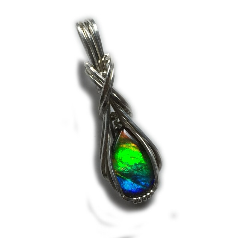 FREE GIFT BOX Ammolite Women 925 Sterling Silver Pendant