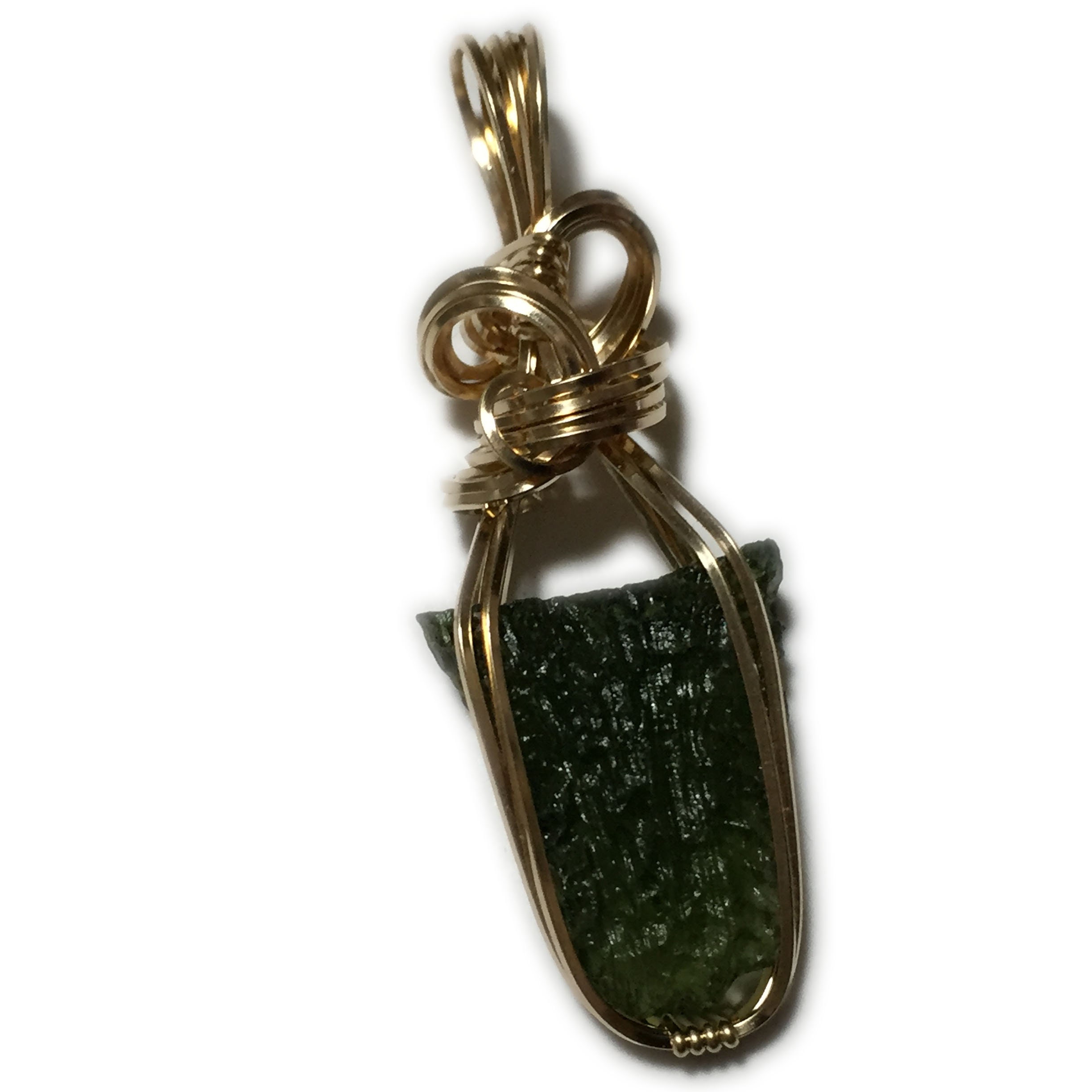 MOLDAVITE, MOLDAVITE Pendant, 14k Gold 