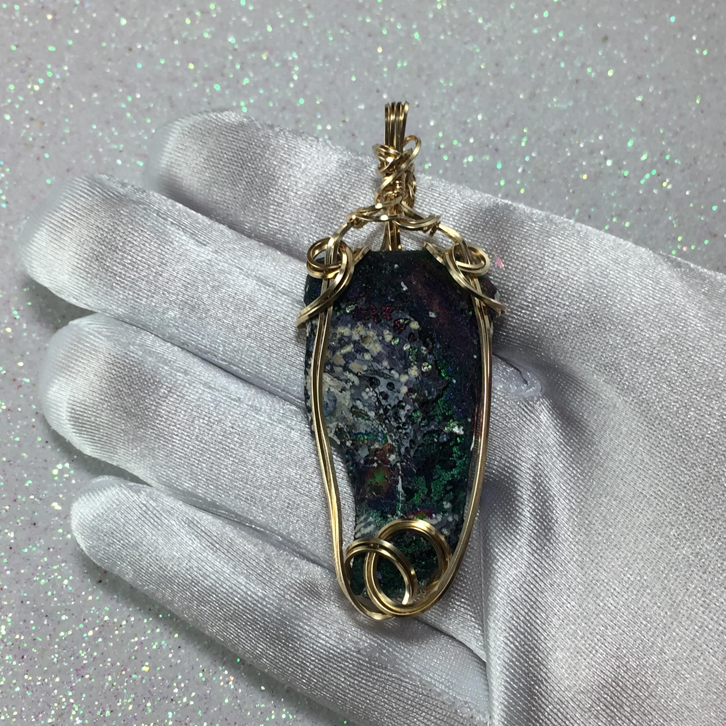 Roman Glass Jewelry Pendant 14K Gold Filled Authentic Ancient Shard