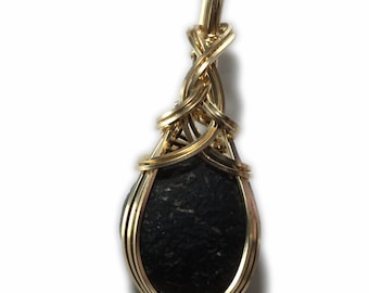 Saffordite Pendant Genuine Crystal Necklace  - 14K Gold Filled - Very Rare Warm Tektite Healing Stones Jewelry  Leather Necklace B44 ZP