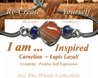 Carnelian Necklace Lapis Lazuli Necklace | Carnelian Bracelet | Lapis Bracelet  | I am Inspired CL62