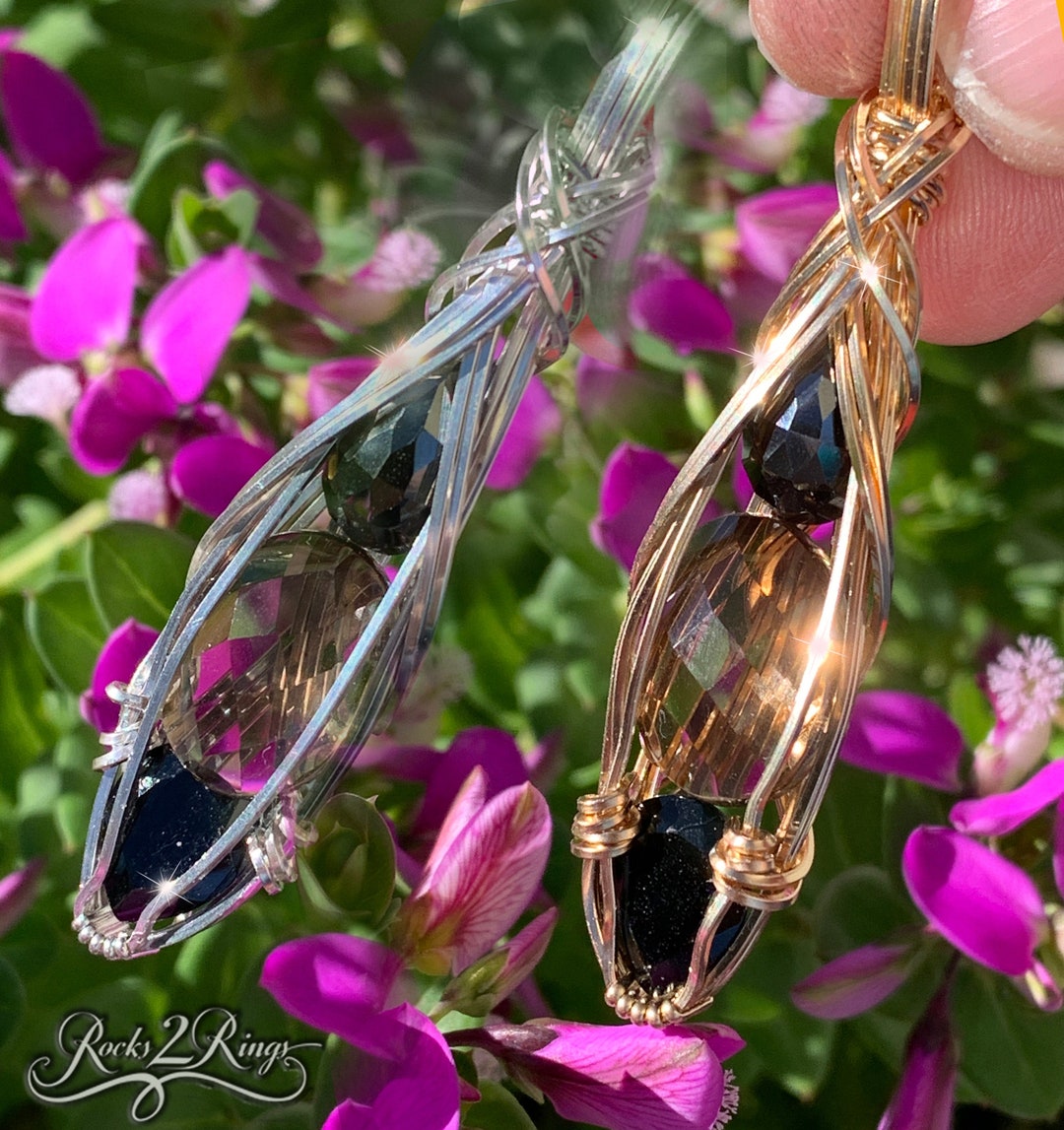 Grounding Crystals, Protection Necklace Pendant, Hematite Smoky Quartz