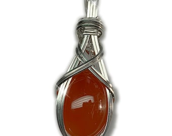 Carnelian Crystal Necklace Pendant 925 - Sterling Silver Deep Orange Pendant, Leather Necklace, Exact Gem in Picture Elegant Gift Box CS45