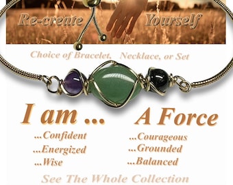 Aventurine Amethyst Bracelet w/ Black Tourmaline Bracelet | Protection Bracelet | Protection Necklace | Grounding | I am a Force | Av62