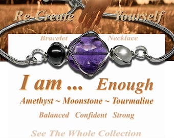 Amethyst Bracelet Tourmaline | Black Tourmaline Bracelet | Amethyst Necklace | Protection Bracelet |  I Am Enough Bracelet Am62