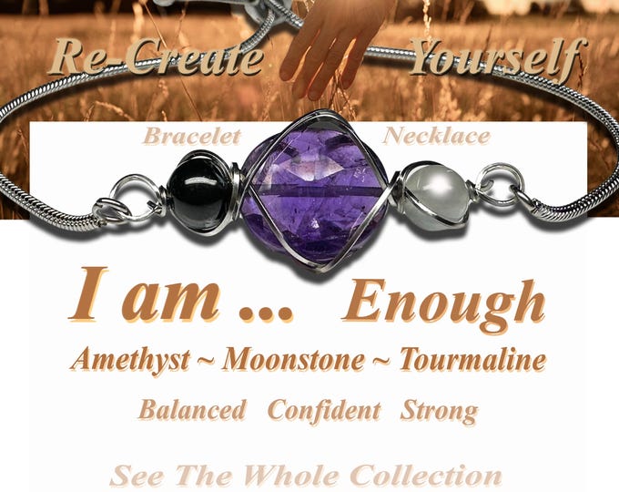 Featured listing image: Amethyst Black Tourmaline Bracelet: Moonstone Protection Jewelry