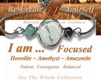 Amethyst Bracelet  Howlite | Protection Bracelet | Amazonite Necklace | Protection Necklace | I Am focus Bracelet H62