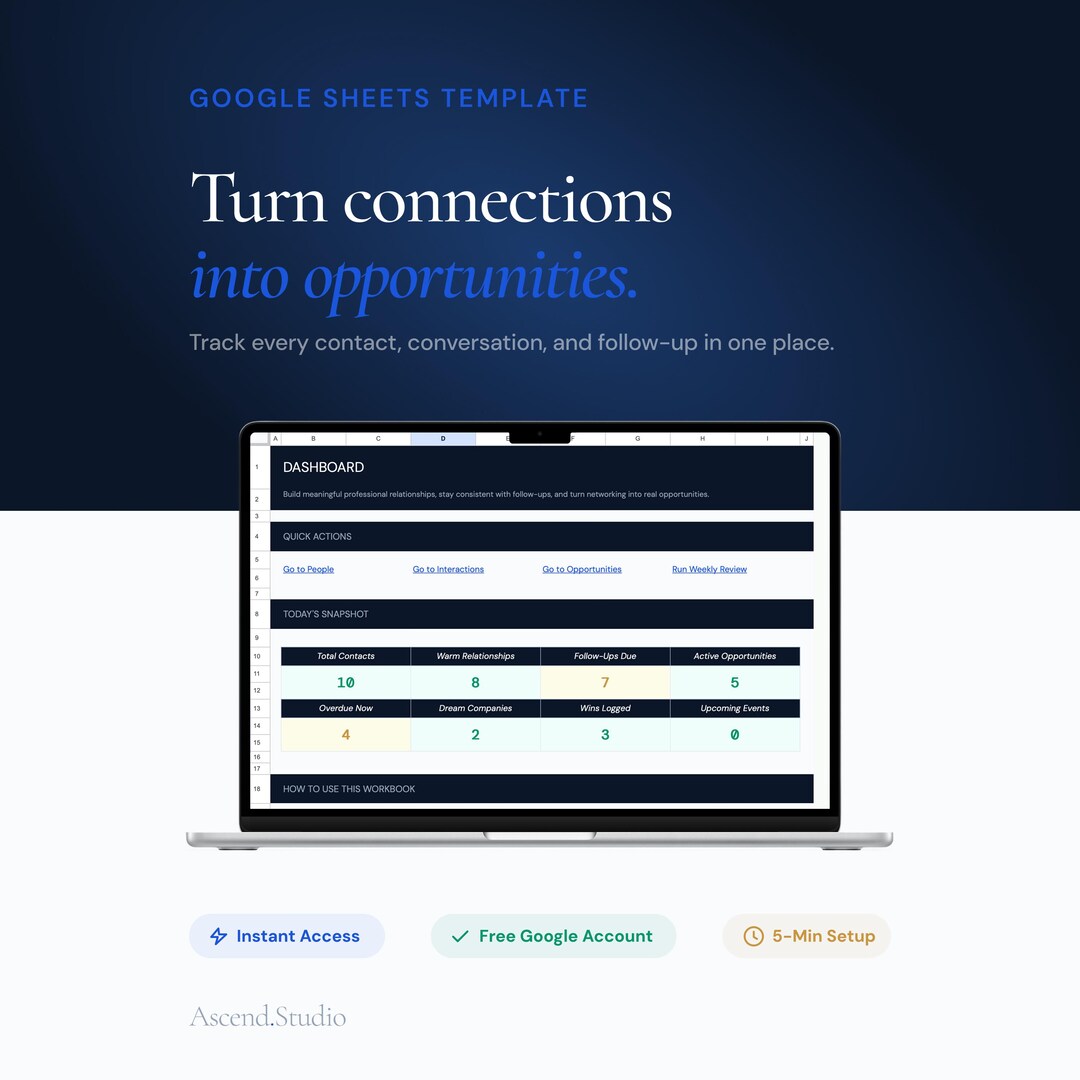 Networking Tracker Template | Google Sheets CRM | Automated Networking ...
