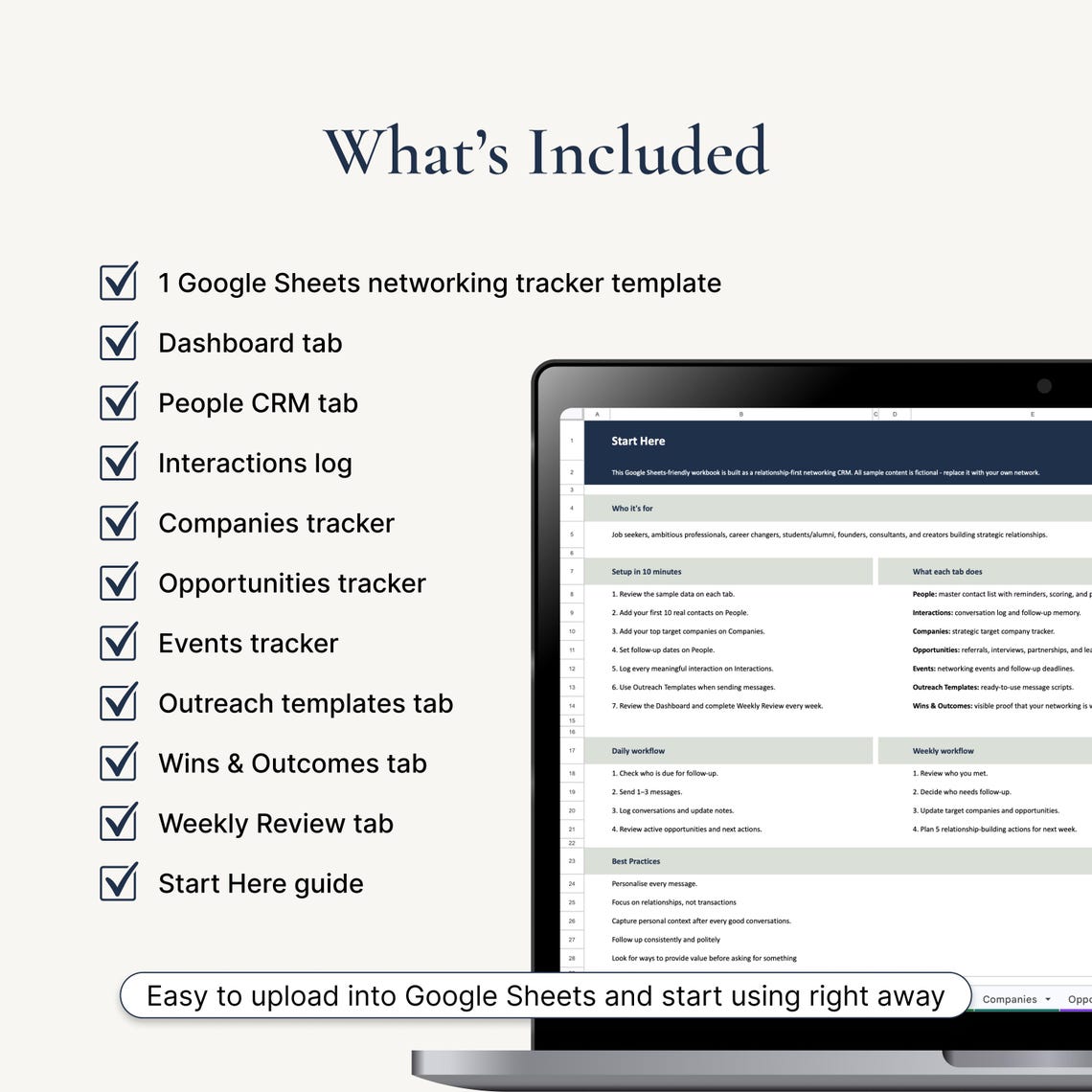 Networking Tracker Template | Google Sheets CRM Spreadsheet (digital ...