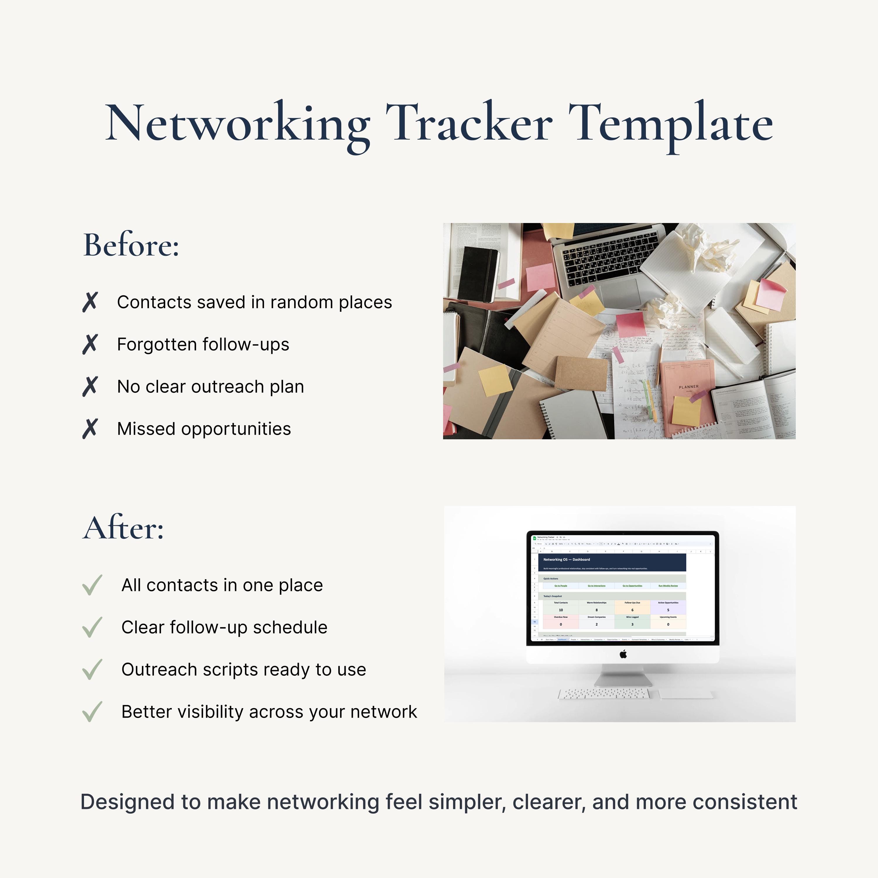Networking Tracker Template | Google Sheets CRM Spreadsheet (digital ...