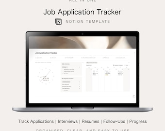Job Application Tracker for Notion | Job Search & Interview Planner (Digital Download)