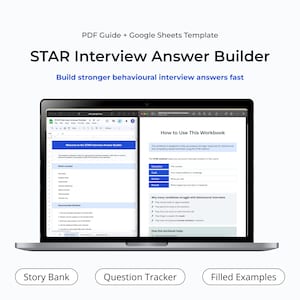 Plantilla de entrevista STAR / Generador de respuestas para entrevistas conductuales (PDF + Hojas de cálculo de Google)