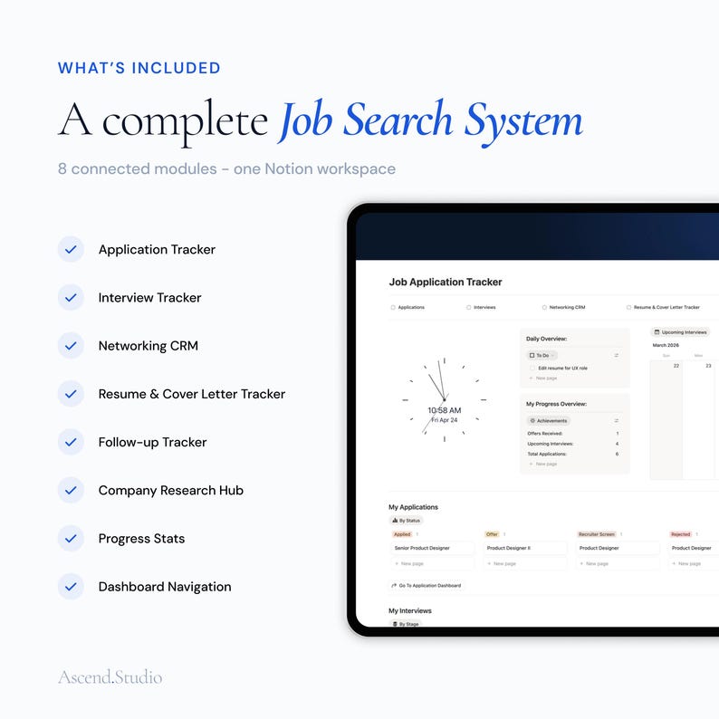 Networking List Sample Job Search Tracker | Notion Template | Application, Interview ...