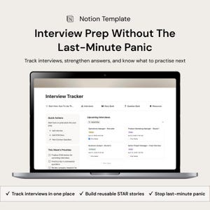 Modello di preparazione al colloquio Notion, strumento di monitoraggio, raccolta di storie STAR (download digitale)