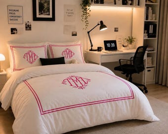 Personalisiertes Monogramm mit doppeltem Rand 400 TC Bettwäsche