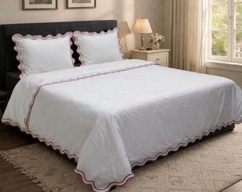 Dubbele geschulpte borduurrand 400TC katoenen dekbedovertrekset