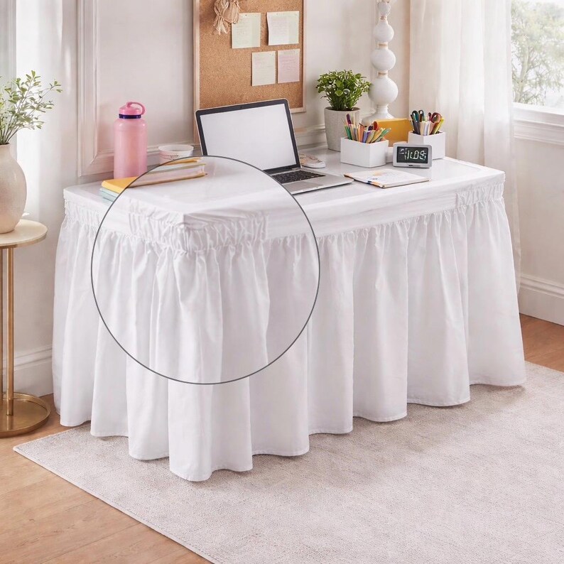 100% Cotton Ruffle Desk Skirt – Tailored Four-sided Drape - Etsy