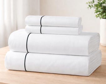 Single Embroidery Border Sheet Set– 100% Cotton Sateen 400 Thread Count