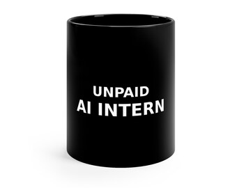 無給AIインターンマグカップ｜面白いChatGPTコーヒーカップ、テクノロジーユーモア