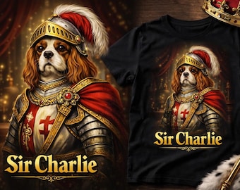 Sir Charlie Royal Dog T-Shirt, Vintage Aristocrat Cavalier King Charles Spaniel Portrait